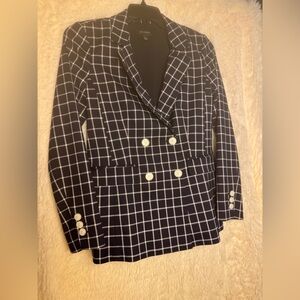 Halogen Navy & White Windowpane Double Breasted Blazer 🧥✨